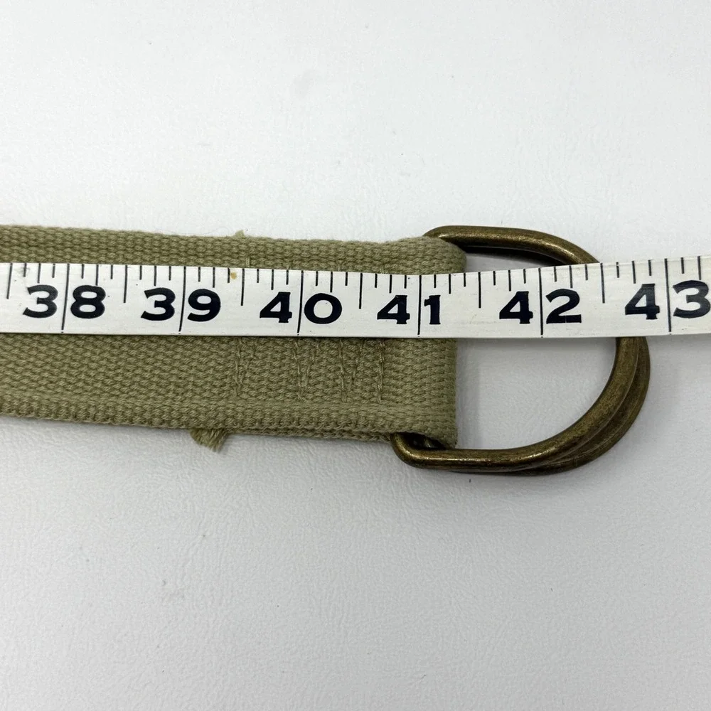 Womens‎ Canvas D-Ring Belt Set 3pc Olive Green Pink Striped Beach Heart 41-44in